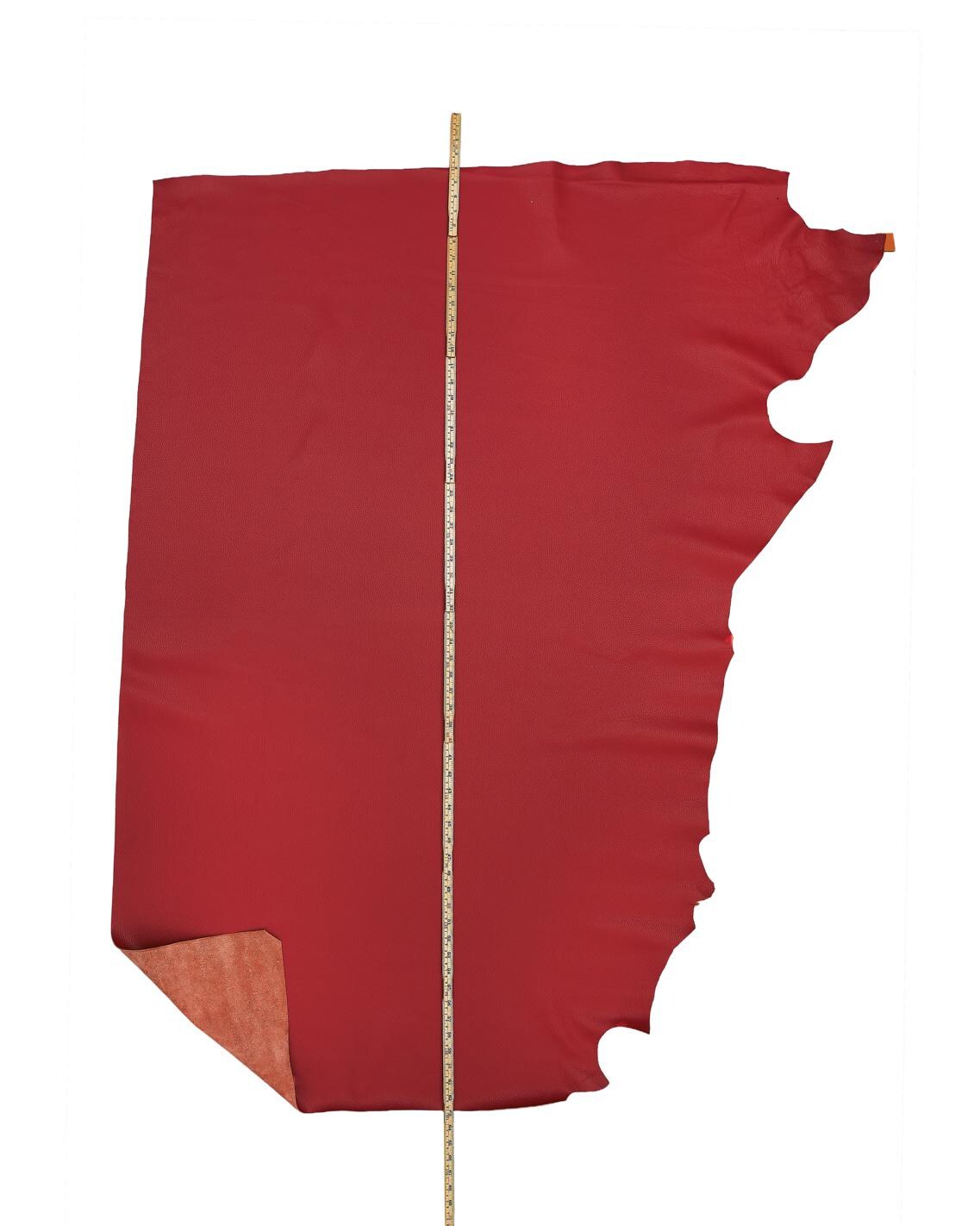 Red PEBBLE GRAIN printed leather hide, light grainy soft embossed calfskin, sporty cowhide 0.7 - 0.9 mm B17406-TU La Garzarara