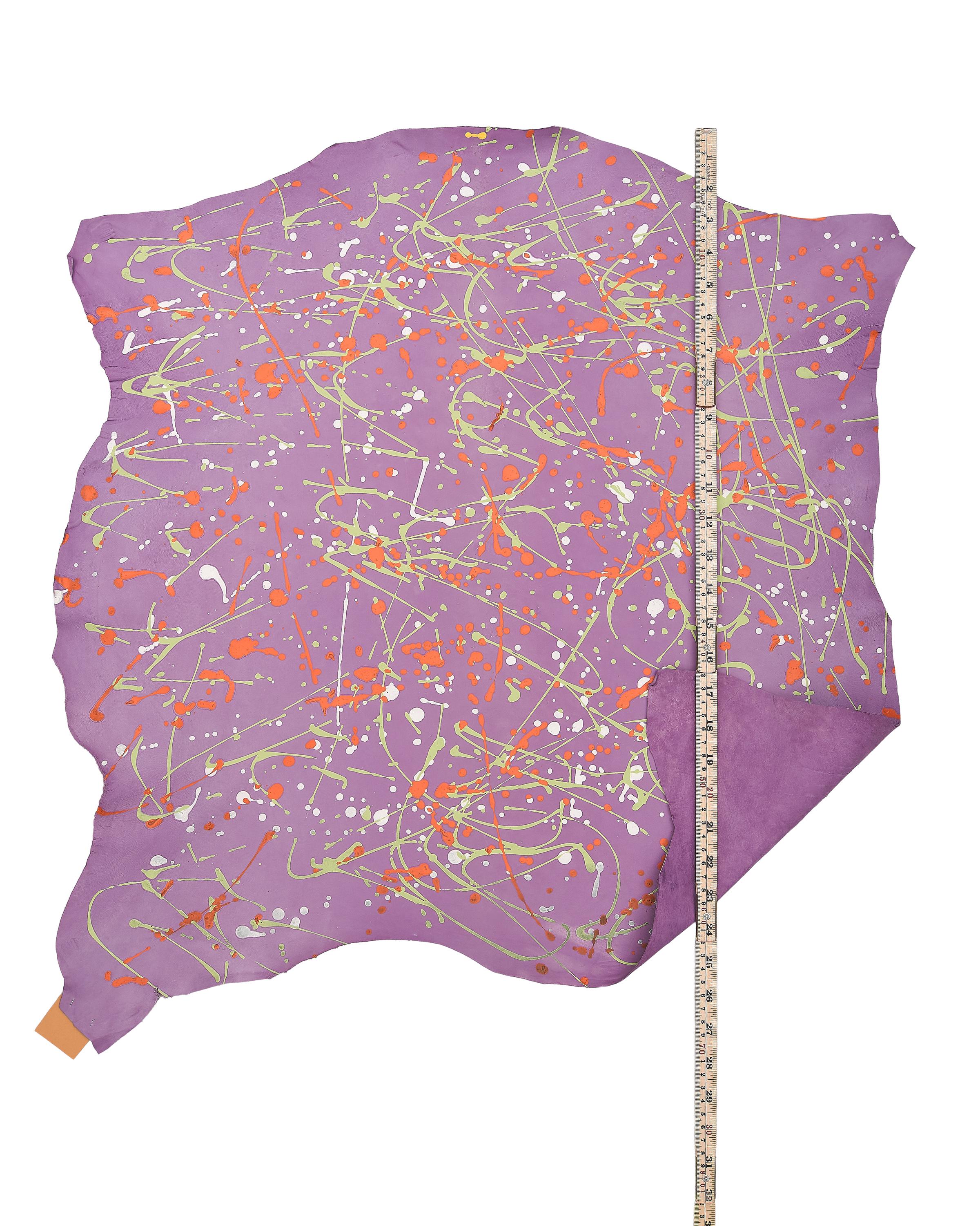 Artistic leather skin, Lavender purple decorated lambskin, painted nappa for creative B18149-DM La Garzarara