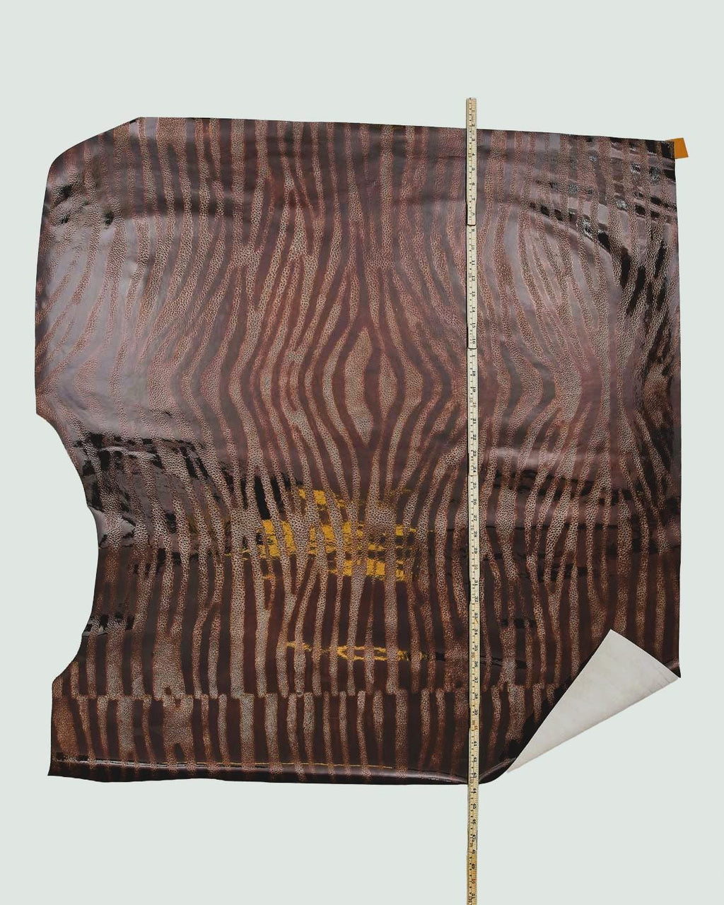 Brown zebra print leather hide, animal print patterned skin glossy finish, safari style leather for bags B18048-ST