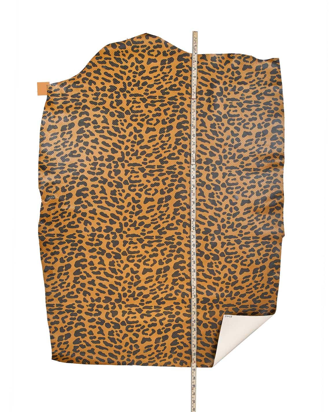 Brown leopard print leather hide, animal print leather skin textured grain, classic cheetah pattern B17940-ST La Garzarara