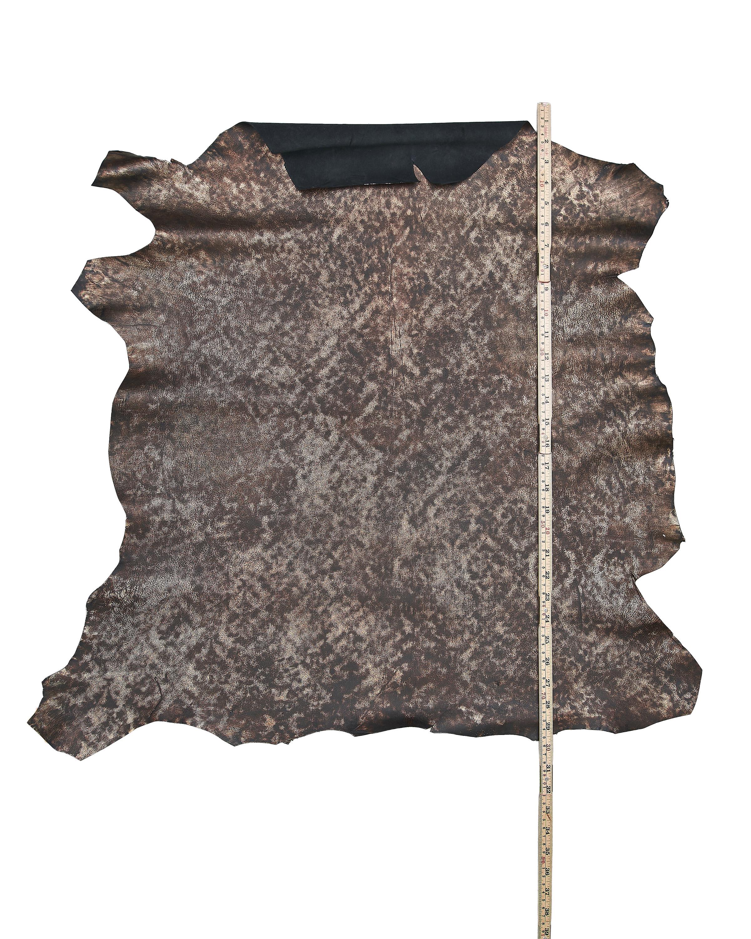 Mottled Bronze Metallic Leather Hide, Shaded Foil Leather Skin, Genuine Fashion Leather for Bags and Crafts B18182-MT(st) La Garzarara