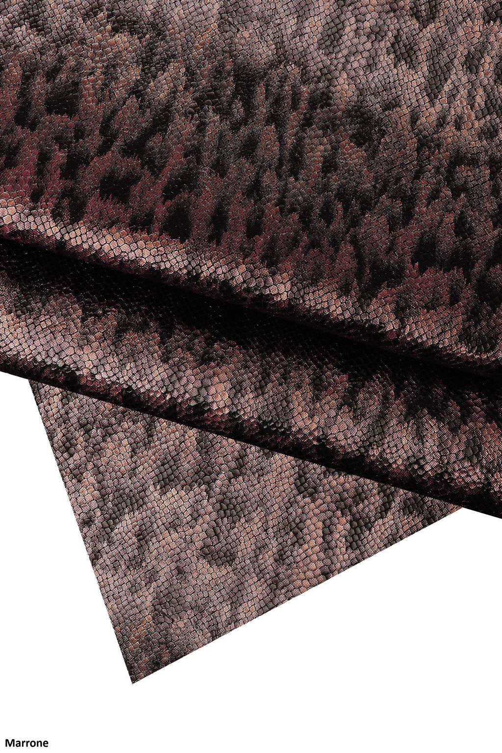 Python printed leather hide multicolor orange green burgundy brown blue, reptile textured goat skin B16561-MT(st) La Garzarara