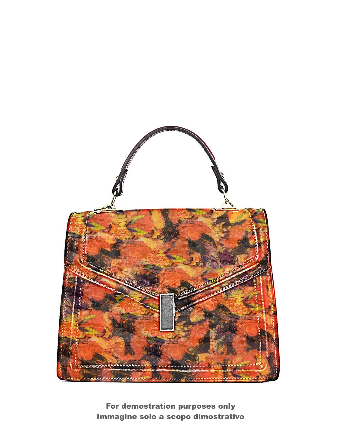 Multicolor printed leather hide, glossy abstract artistic leather skin with floral print for bags bold designB18059-ST La Garzarara