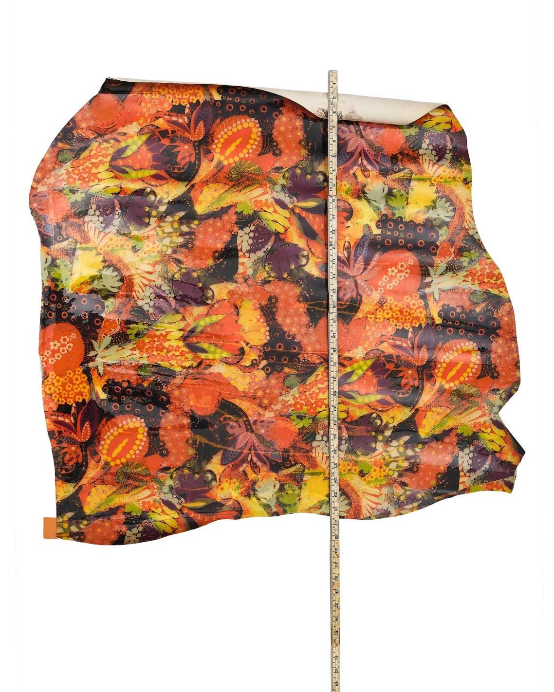 Multicolor printed leather hide, glossy abstract artistic leather skin with floral print for bags bold designB18059-ST La Garzarara