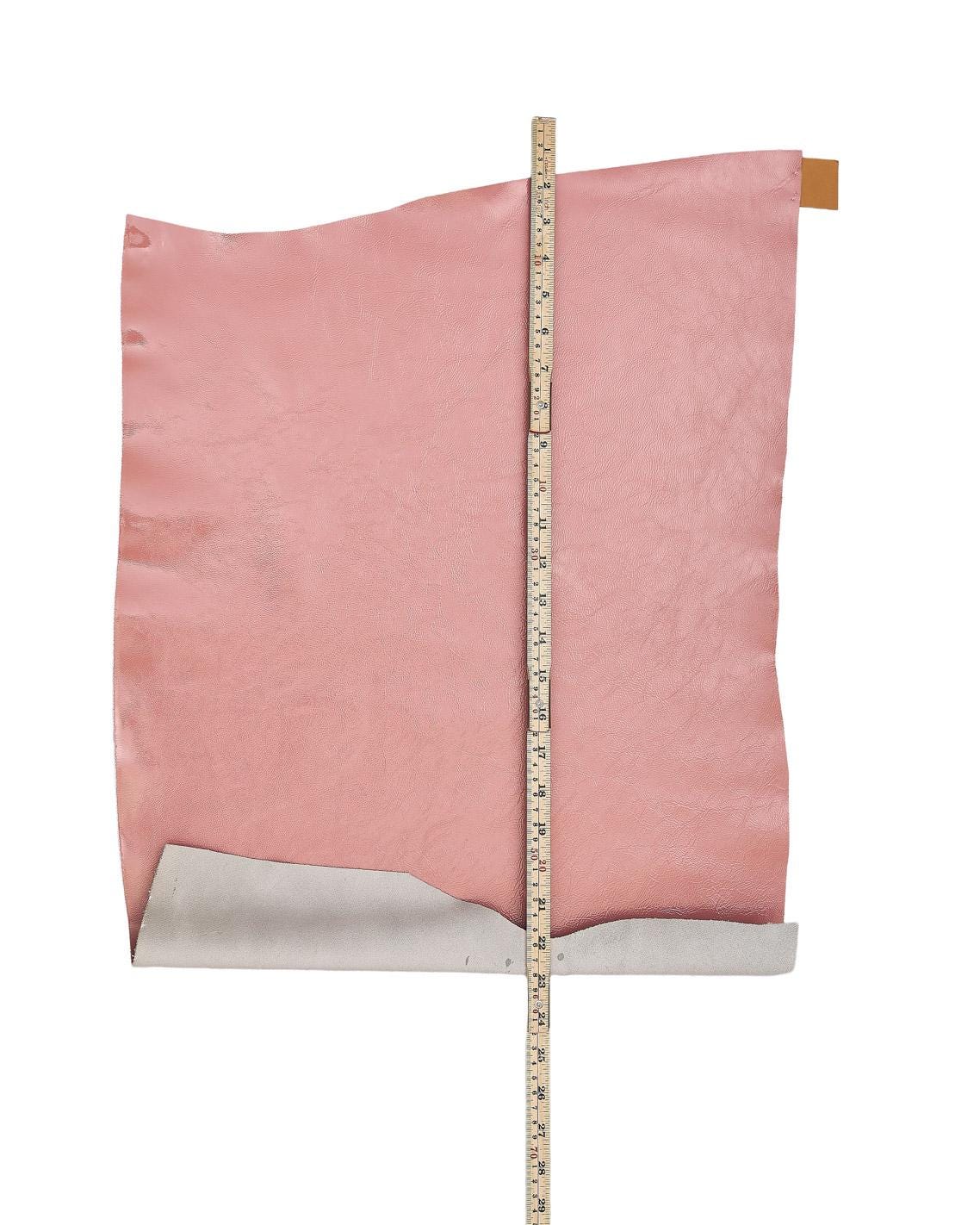 Pink NAPLACK leather hide, wrinkled glossy PATENT cowhide, soft calfskin for crafting, 1.1 - 1.2 mm B18090-TU La Garzarara