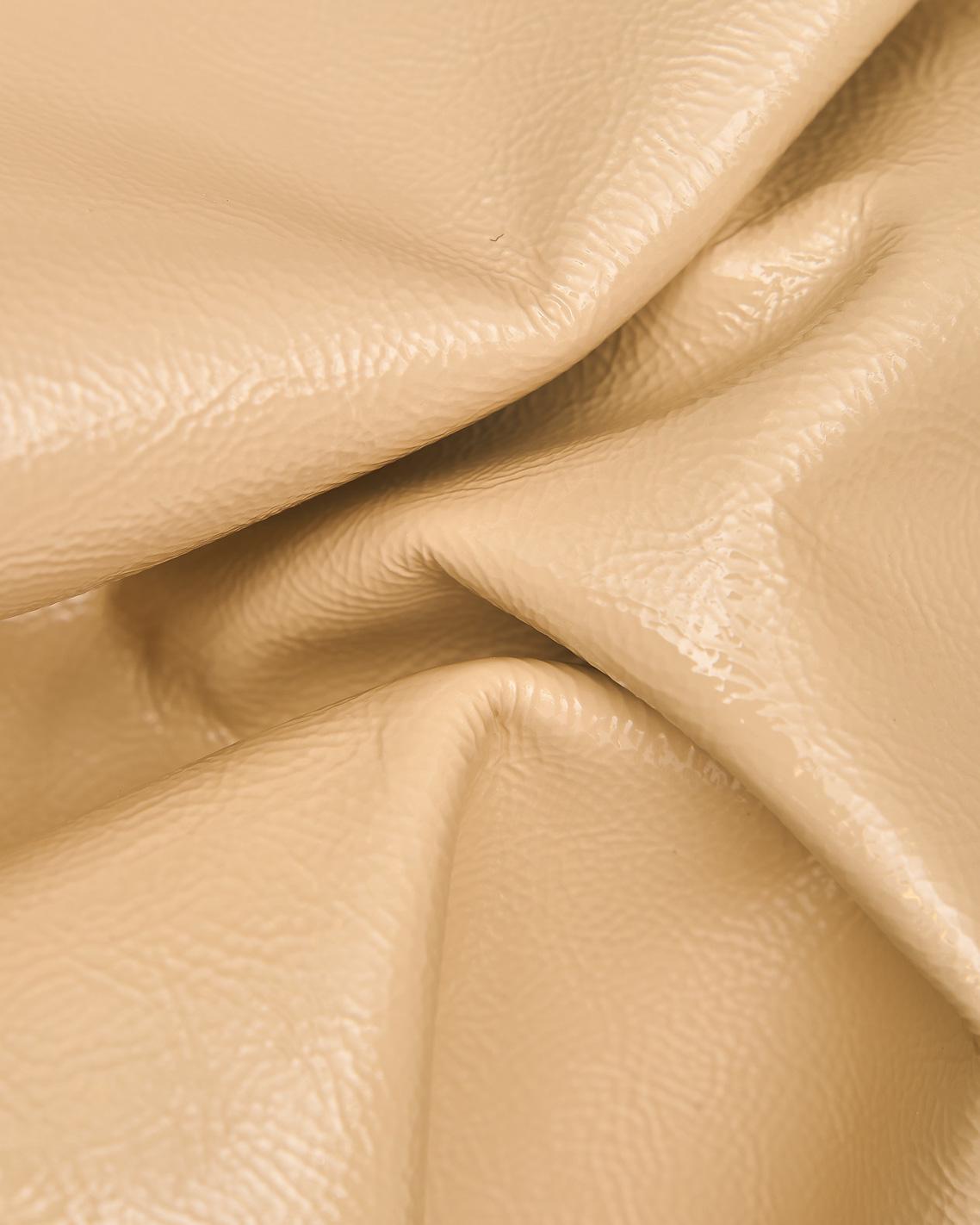 Beige PATENT leather hide, wrinkled NAPLACK cowhide, glossy soft calfskin, 1.1 - 1.2 mm B18092-TU La Garzarara