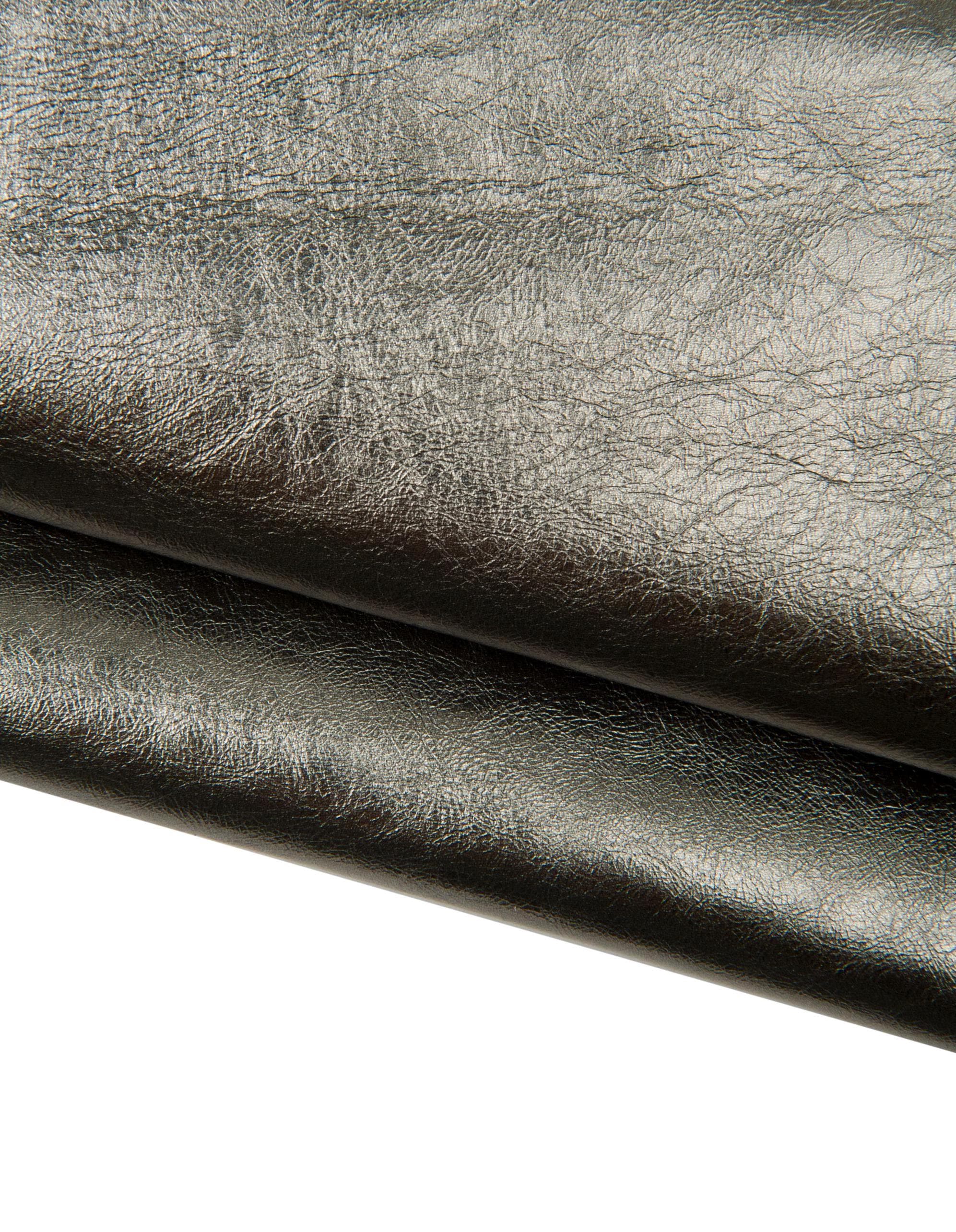 Black Patent Leather Hide, Gunmetal Glossy finish skin, metallic Shiny hide for Bags,B18122-MT La