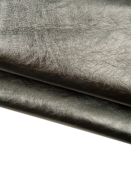 Black Patent Leather Hide, Gunmetal Glossy finish skin, metallic Shiny hide for Bags,B18122-MT La