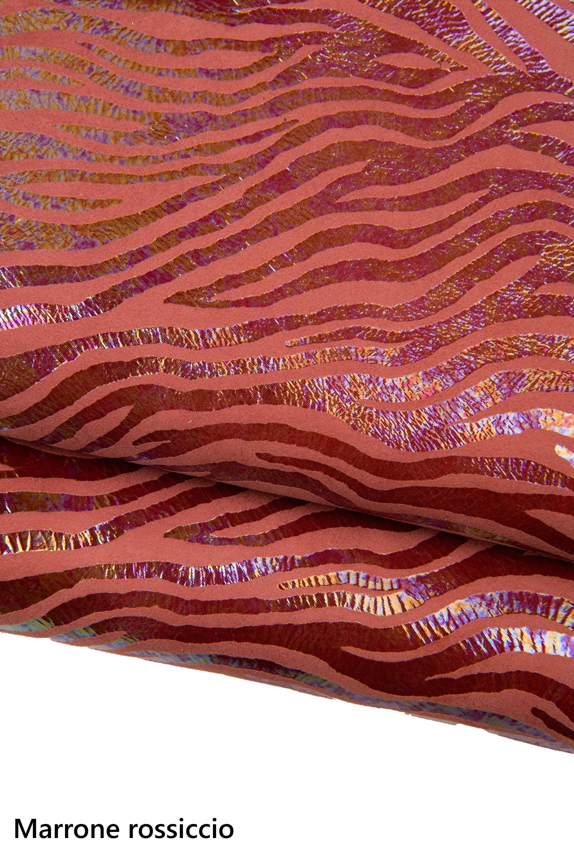 HOLOGRAPHIC ZEBRA textured goatskin, iridescent metallic suede leather skin for crafters B18211-MT(st) La Garzarara