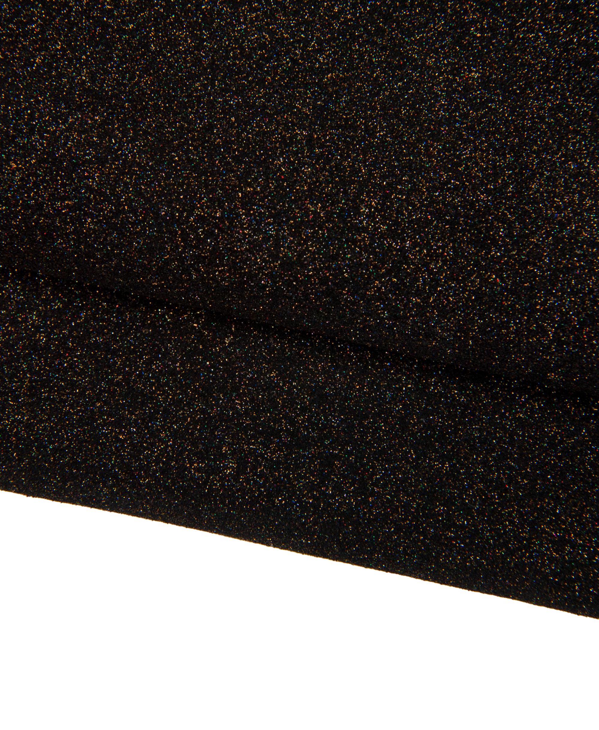GLITTER Suede leather hide, multicolor Soft iridescent textured black cowhide B18036-TB La Garzarara