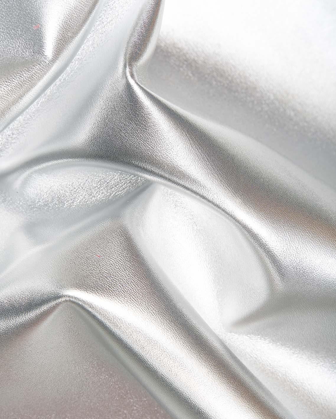 Metallic silver goat leather skin, smooth shiny mirror effect leather, leather hide for light creative surfaces B17841-MT La Garzarara