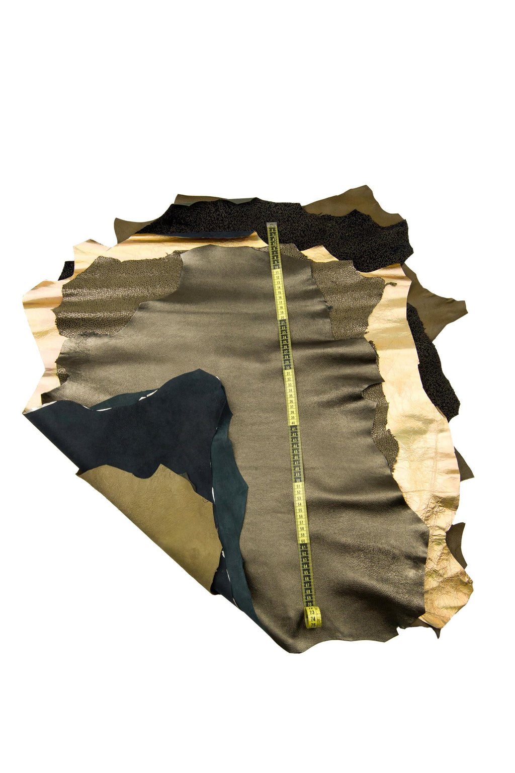 5 Metallic Leather Hides Gold Bronze Champagne Olive Black Italian Skins Designer Mix Luxury Leather Pack B18275-MT(st)