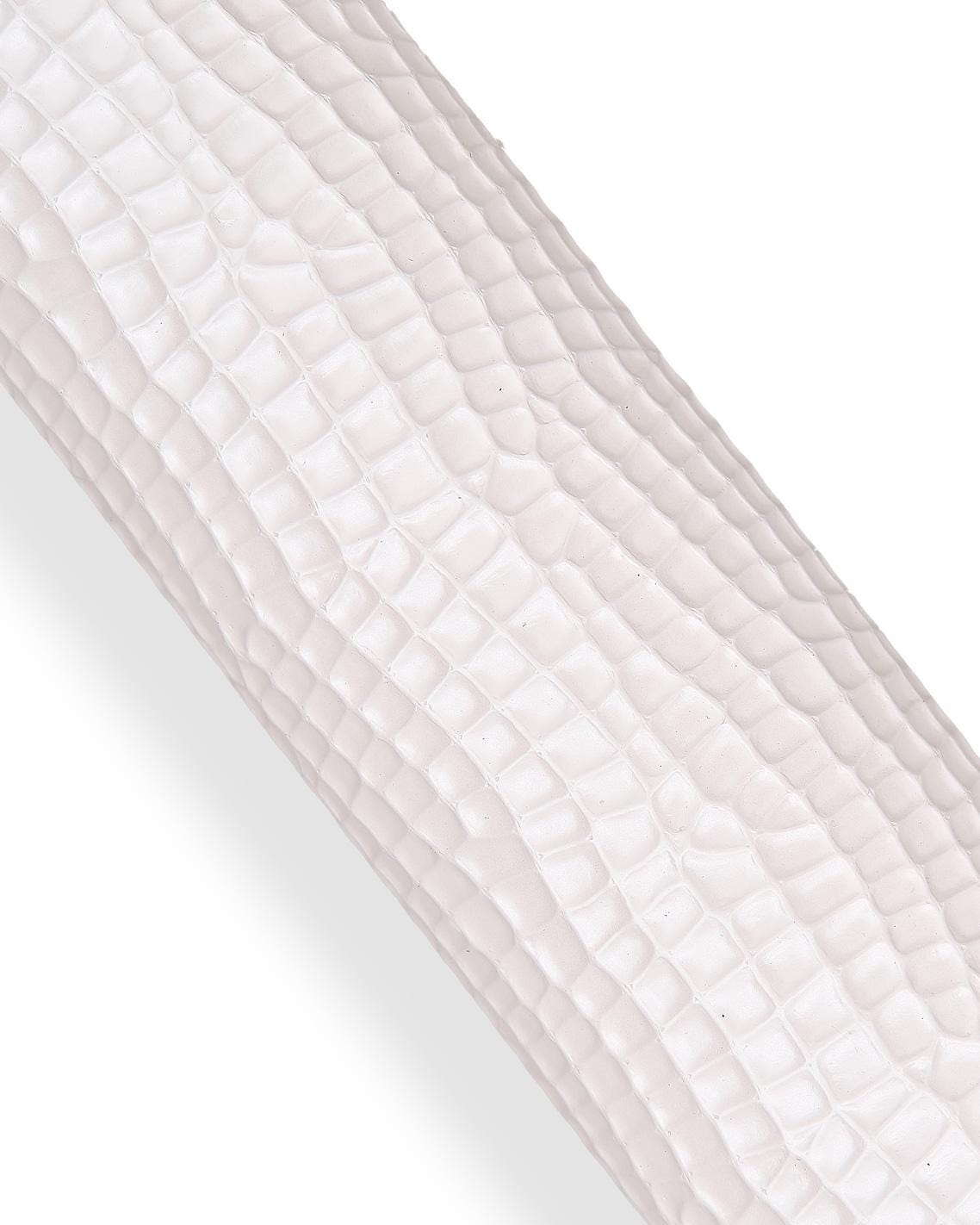 White GLOSSY CROCODILE embossed leather hide, elegant printed calfskin, medium softness, 0.9 -1.0 mm B18137-ST La Garzarara