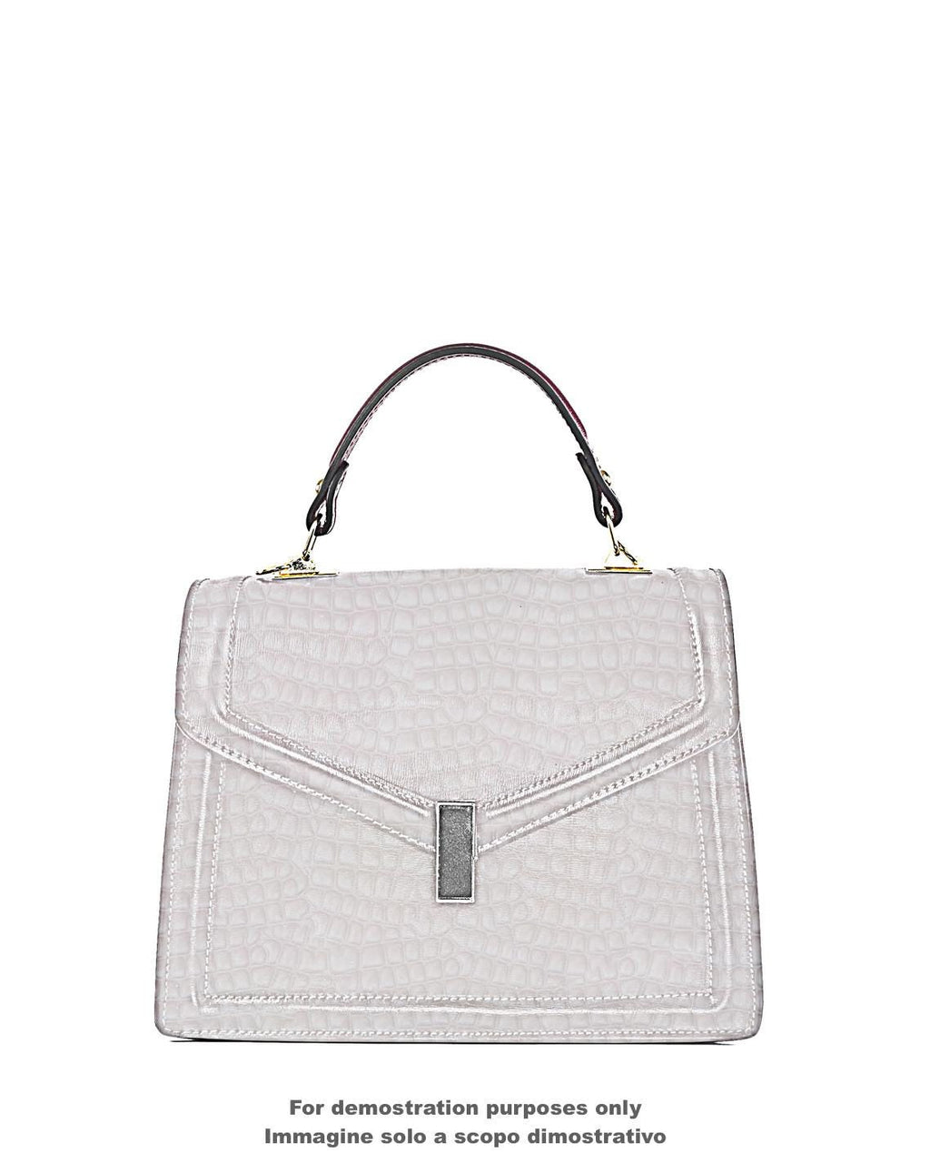 White GLOSSY CROCODILE embossed leather hide, elegant printed calfskin, medium softness, 0.9 -1.0 mm B18137-ST La Garzarara