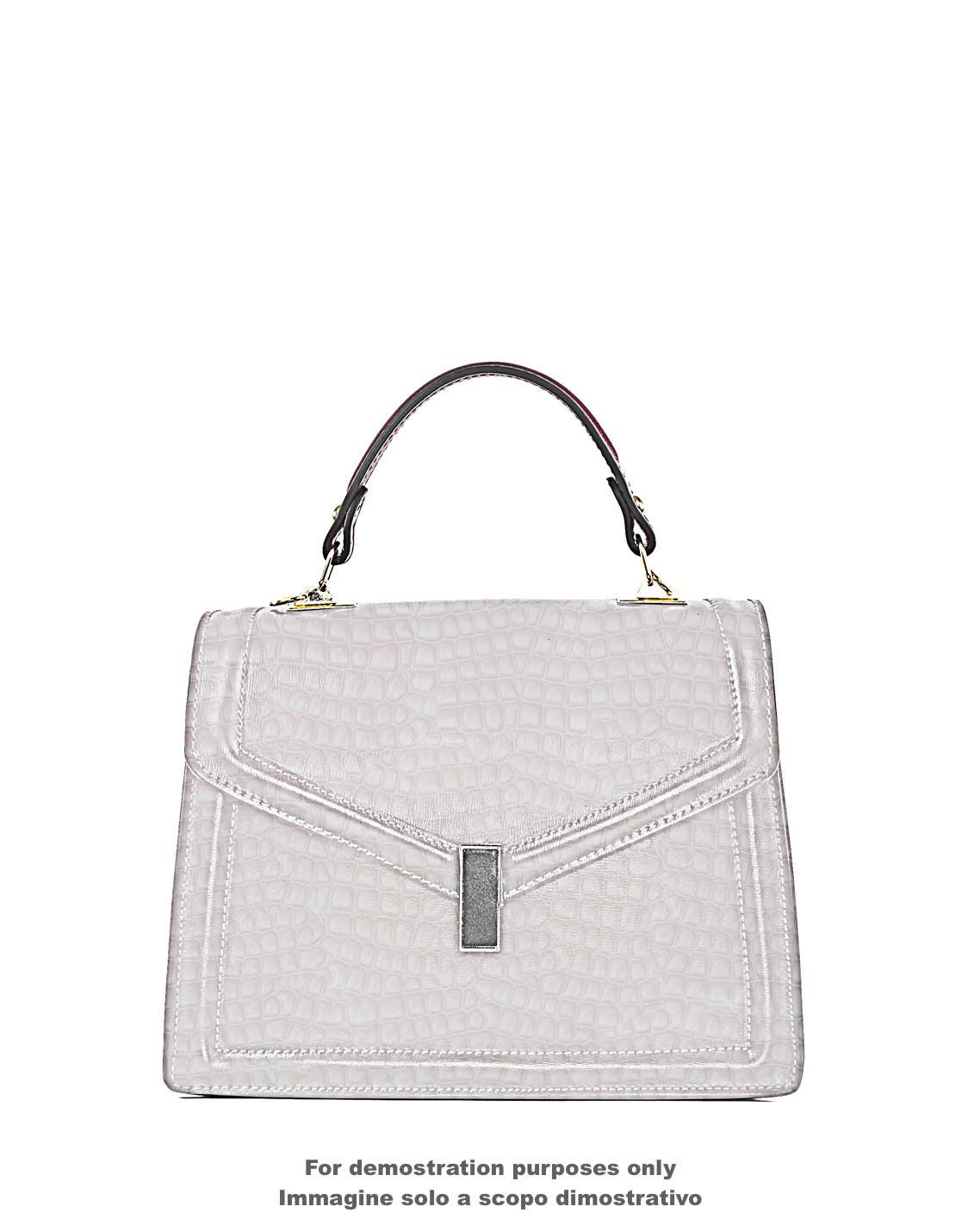 White GLOSSY CROCODILE embossed leather hide, elegant printed calfskin, medium softness, 0.9 -1.0 mm B18137-ST La Garzarara