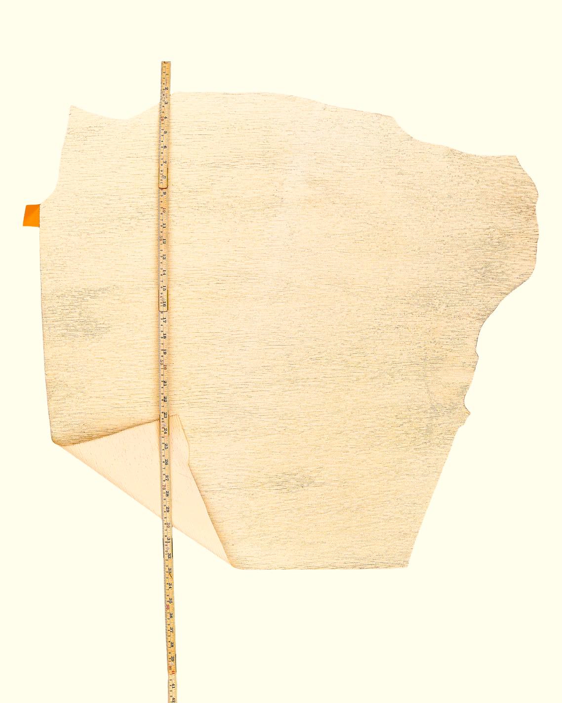 BRAID printed leather hide, cream cowhide - gold GLITTER, golden metallic soft calfskin for hobbyists B18142-MT(st) La Garzarara