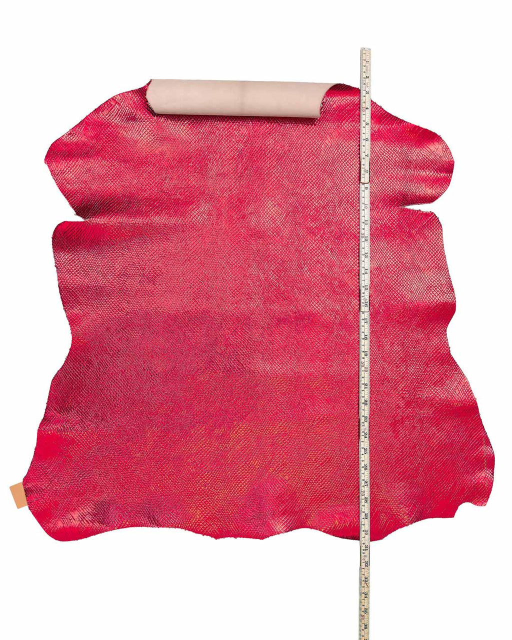 Red METALLIC PYTHON leather skin, glossy reptile printed goatskin, soft bright snakeskin B18202-MT(st) La Garzarara