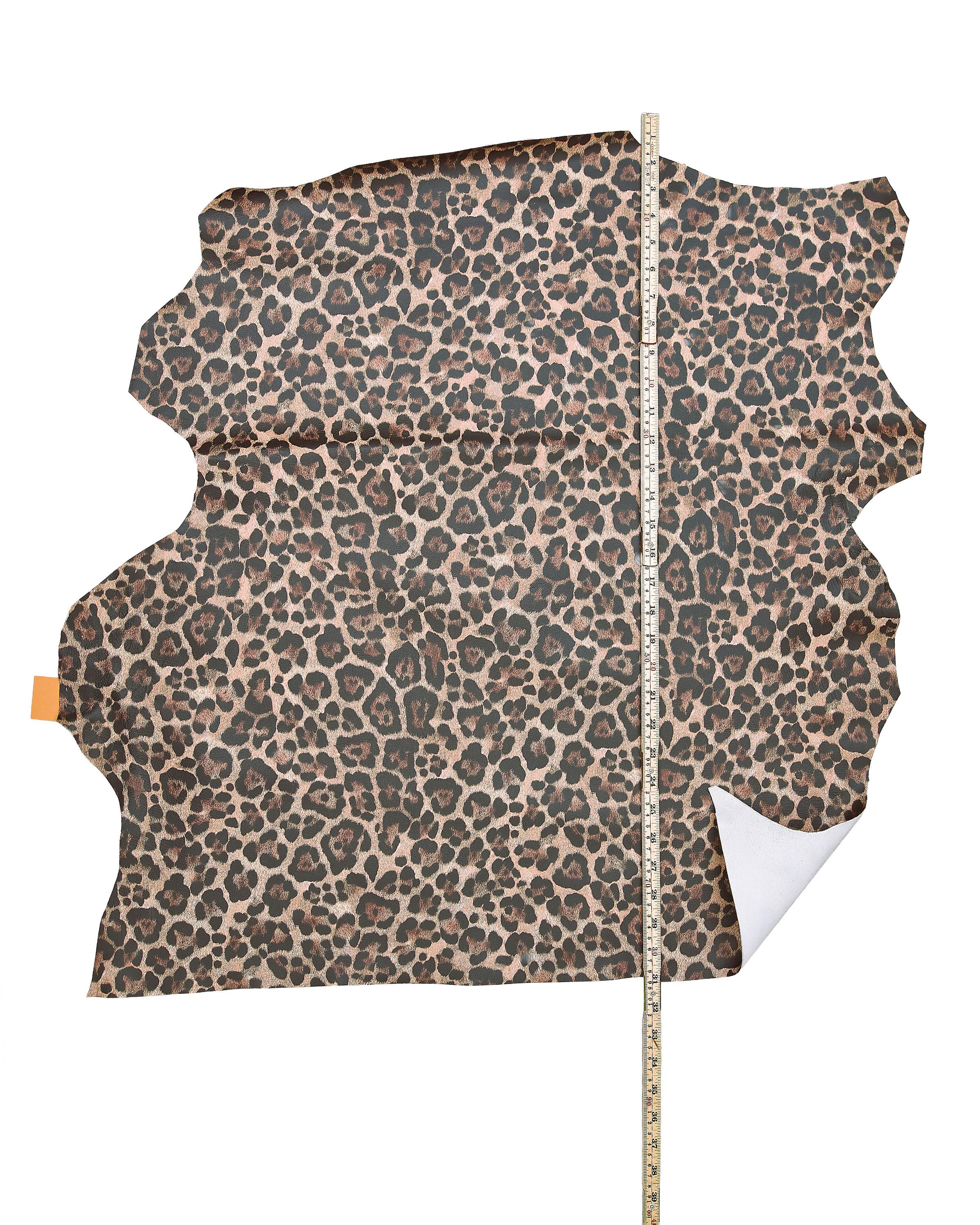 LEOPARD textured leather skin, beige - black - brown CHEETAH printed smooth goatskin, animal pattern on soft hide B18183-ST La Garzarara