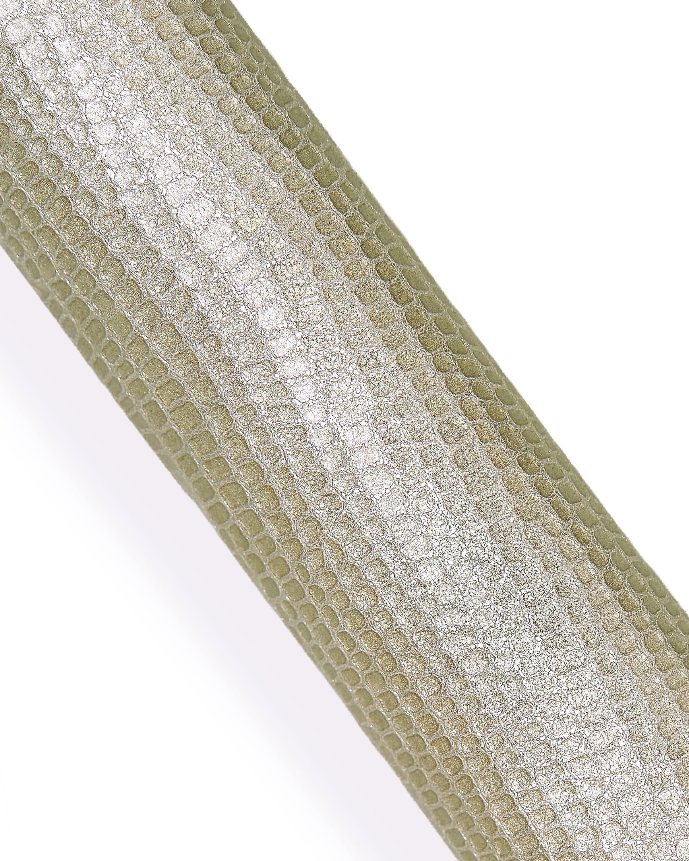 Light gold textured leather skin, soft METALLIC goatskin, reptile printed hide for hobbyists B18172-MT(st) La Garzarara