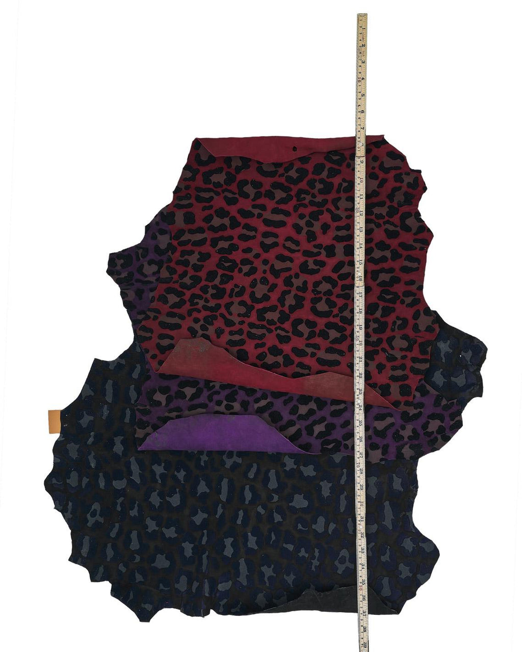 Animal printed leather skin, LEOPARD textured goatskin, FLOCK pattern on suede hide, ideal for crafting B18339-ST La Garzarara