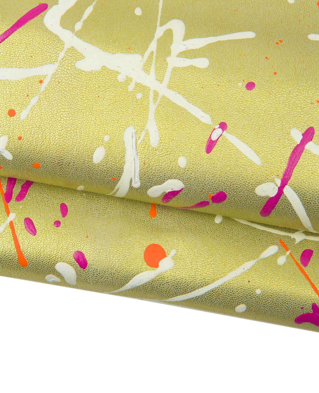 Hand painted Gold leather skin, Splatter Painted metallic goatskin, Handmade Designer Hide for hobbyists B18241-DM