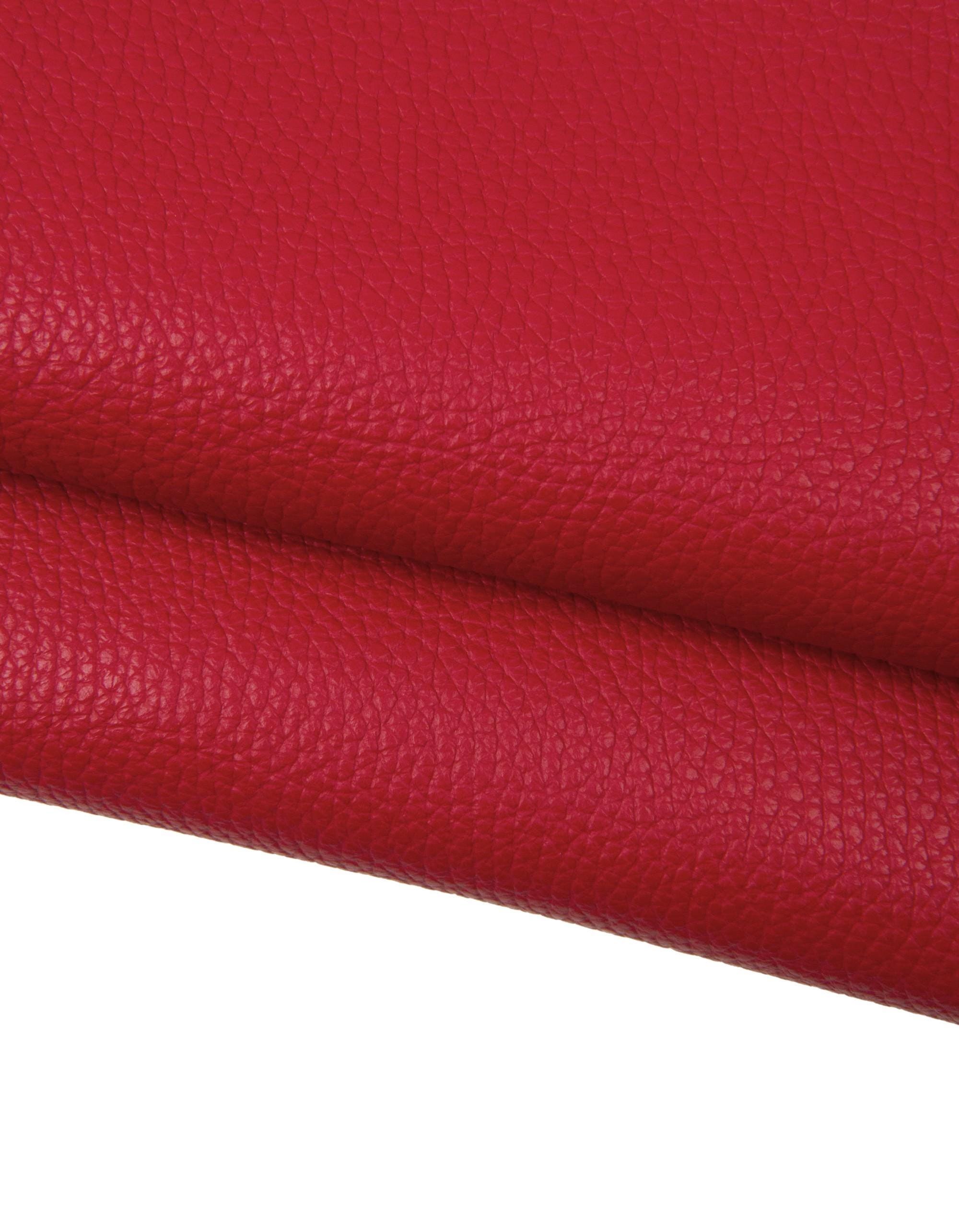 Red PEBBLE GRAIN printed leather hide, soft embossed cowhide, semi glossy italian calfskin for crafters B17237-TU La Garzarara