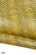 Yellow & Pink Python Leather skins, Soft Italian Snake Print Leather Hide, Bright Color Snake reptile Leather HideB18266-ST La Garzarara