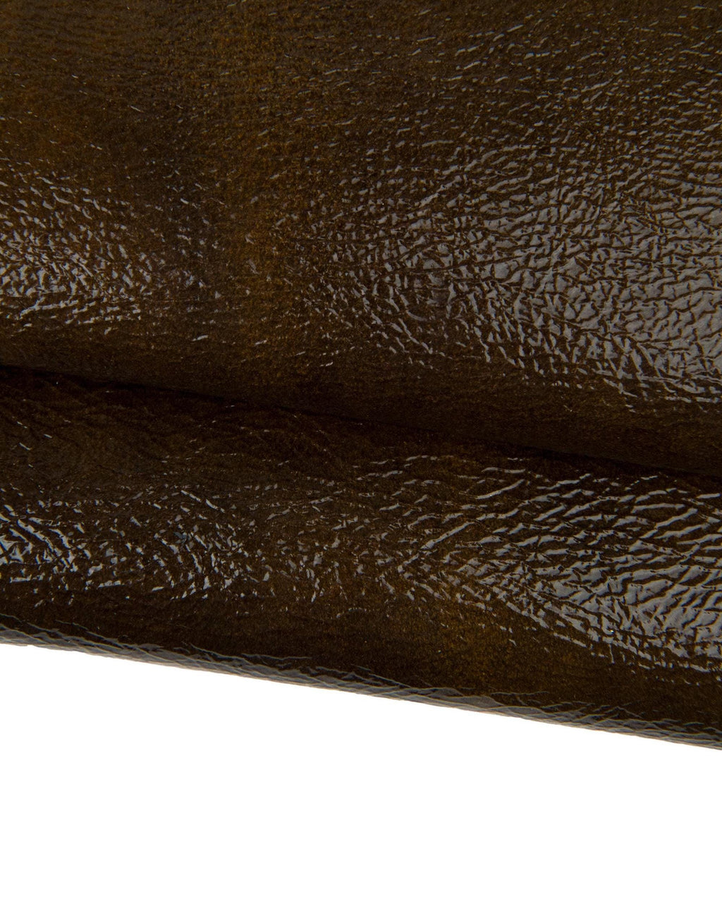 Brown green PATENT leather hide, glossy grained goatskin skin shiny leather for handbags shoes B17949-TU La Garzarara