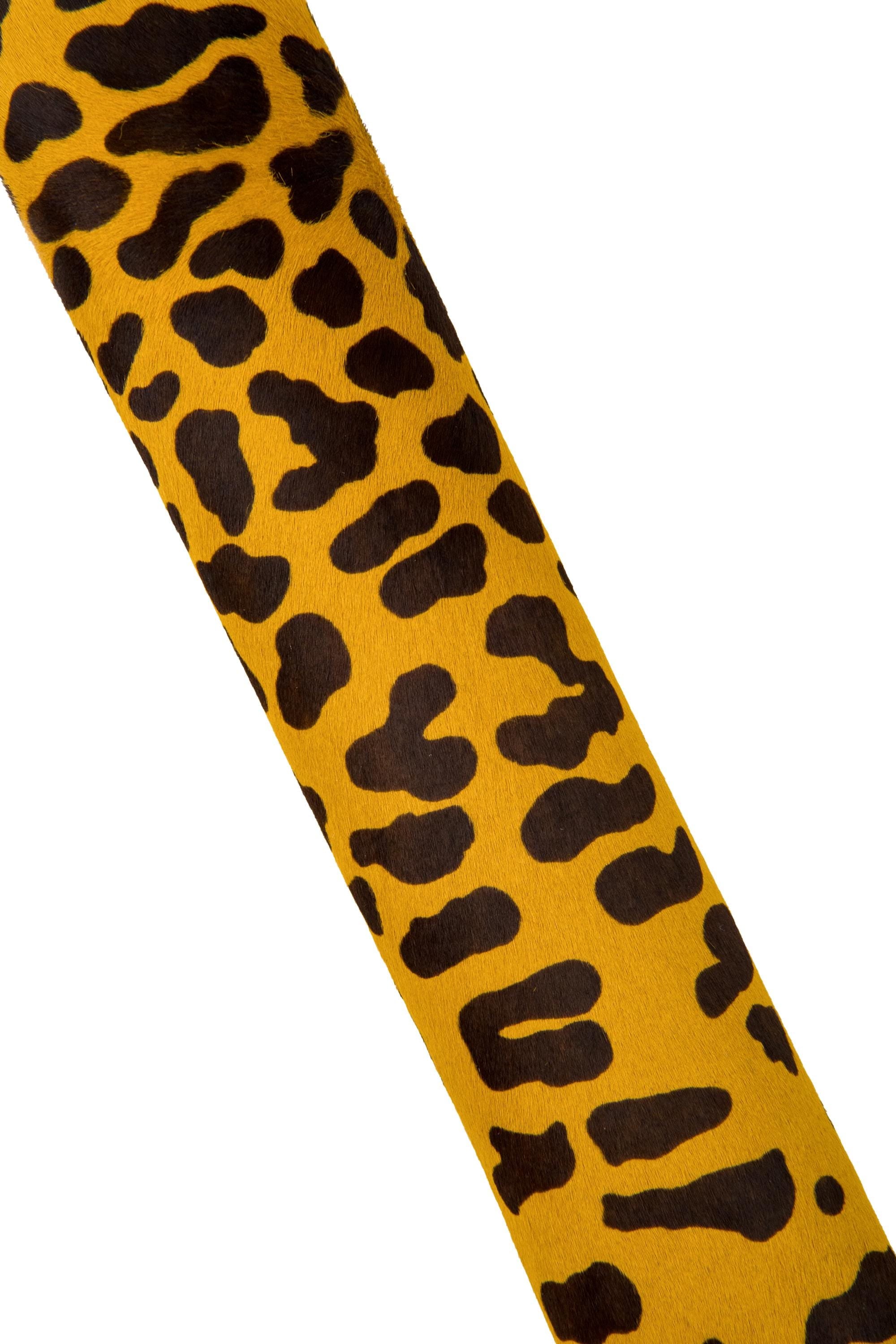 Yellow Leopard Print Hair-on Leather, Genuine cheetah print Leather Hide, Animal Print cow Leather for Bags B18380-CV La Garzarara