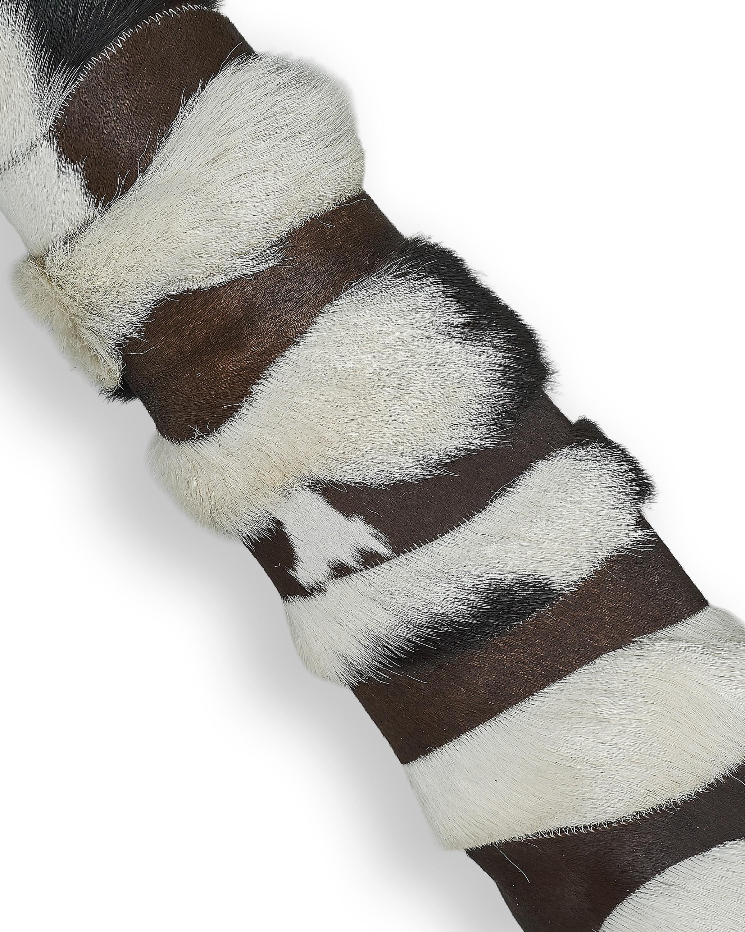 Cream and brown hair on leather hide, PATCHWORK, short hair long hair, striped printed stitched pony calfskin B18373-CV La Garzarara