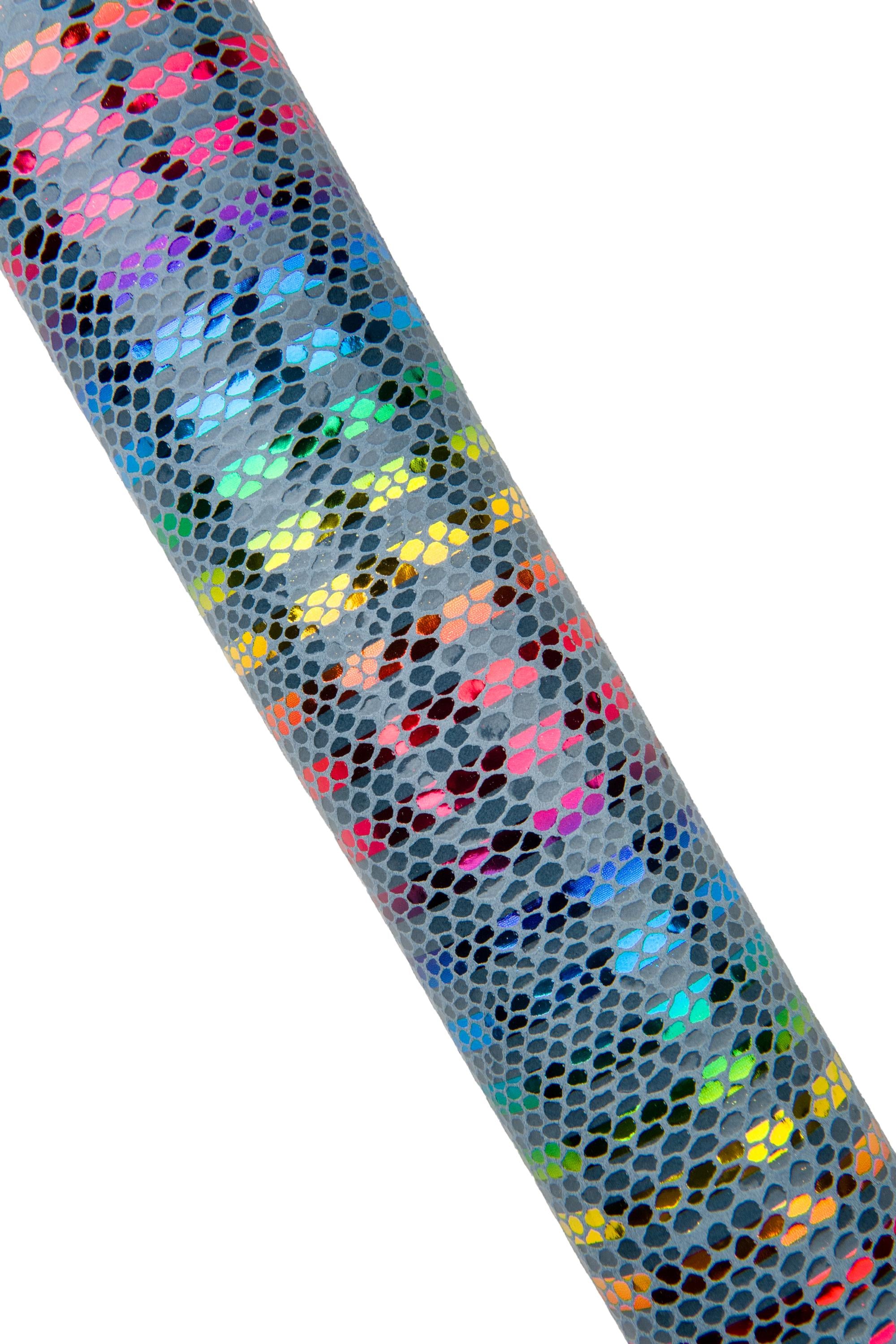 Multicolor STRIPED printed leather skin, dark grey snake textured on purple goatskin, RAINBOW textured hide B18437-MT(st) La Garzarara