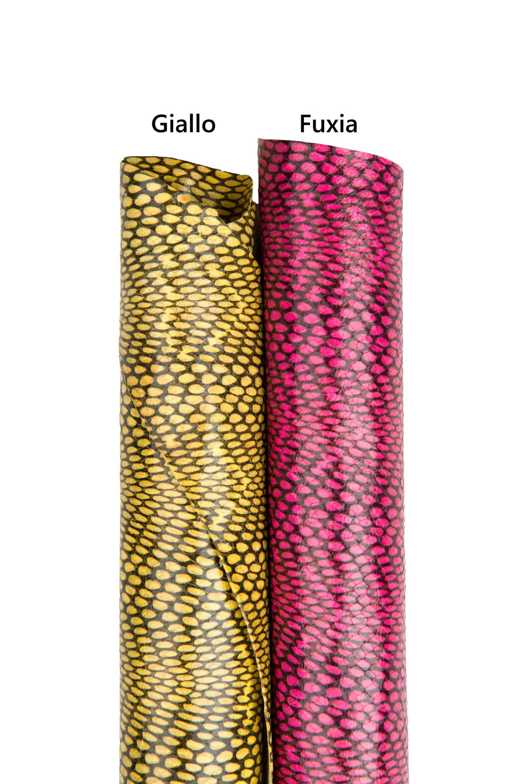 Yellow & Pink Python Leather skins, Soft Italian Snake Print Leather Hide, Bright Color Snake reptile Leather HideB18266-ST La Garzarara