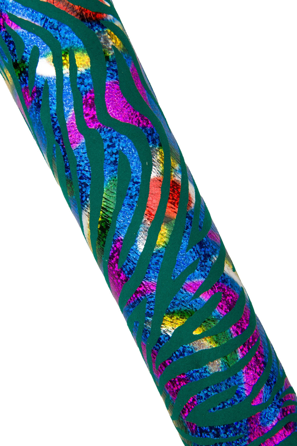 IRIDESCENT multicolor ZEBRA printed leather skin, colorful metallic animal print on green suede goatskin B18447-MT(st) La Garzarara