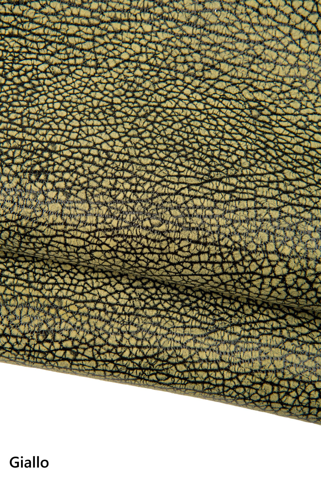 ELEPHANT printed leather skins, animal texture on SUEDE goatskins, green, yellow, burgundy metallic soft skins B18424-ST La Garzarara