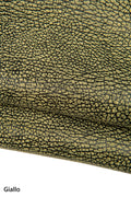 ELEPHANT printed leather skins, animal texture on SUEDE goatskins, green, yellow, burgundy metallic soft skins B18424-ST La Garzarara