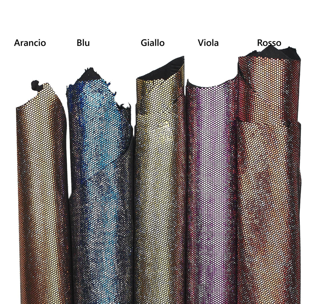 Metallic printed leather skin, textured goatskin, soft glossy skins 0.7-0.9 mm for diy projects B18351-MT(ST) La Garzarara