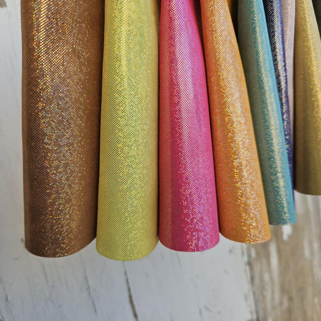 Iridescent Textured Leather Scraps, Pearlescent Metallic Offcuts, Colorful Shimmer Leather Pieces 6x5" / 15x12 cm RT93/B