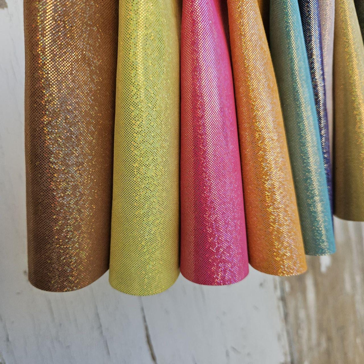 Iridescent Textured Leather Scraps, Pearlescent Metallic Offcuts, Colorful Shimmer Leather Pieces 6x5" / 15x12 cm RT93/B