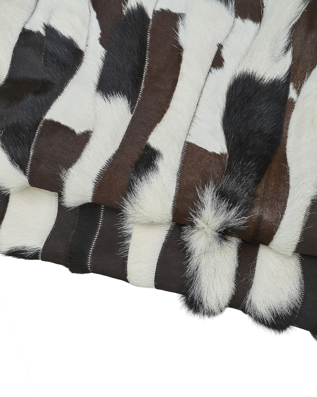 Cream and brown hair on leather hide, PATCHWORK, short hair long hair, striped printed stitched pony calfskin B18373-CV La Garzarara