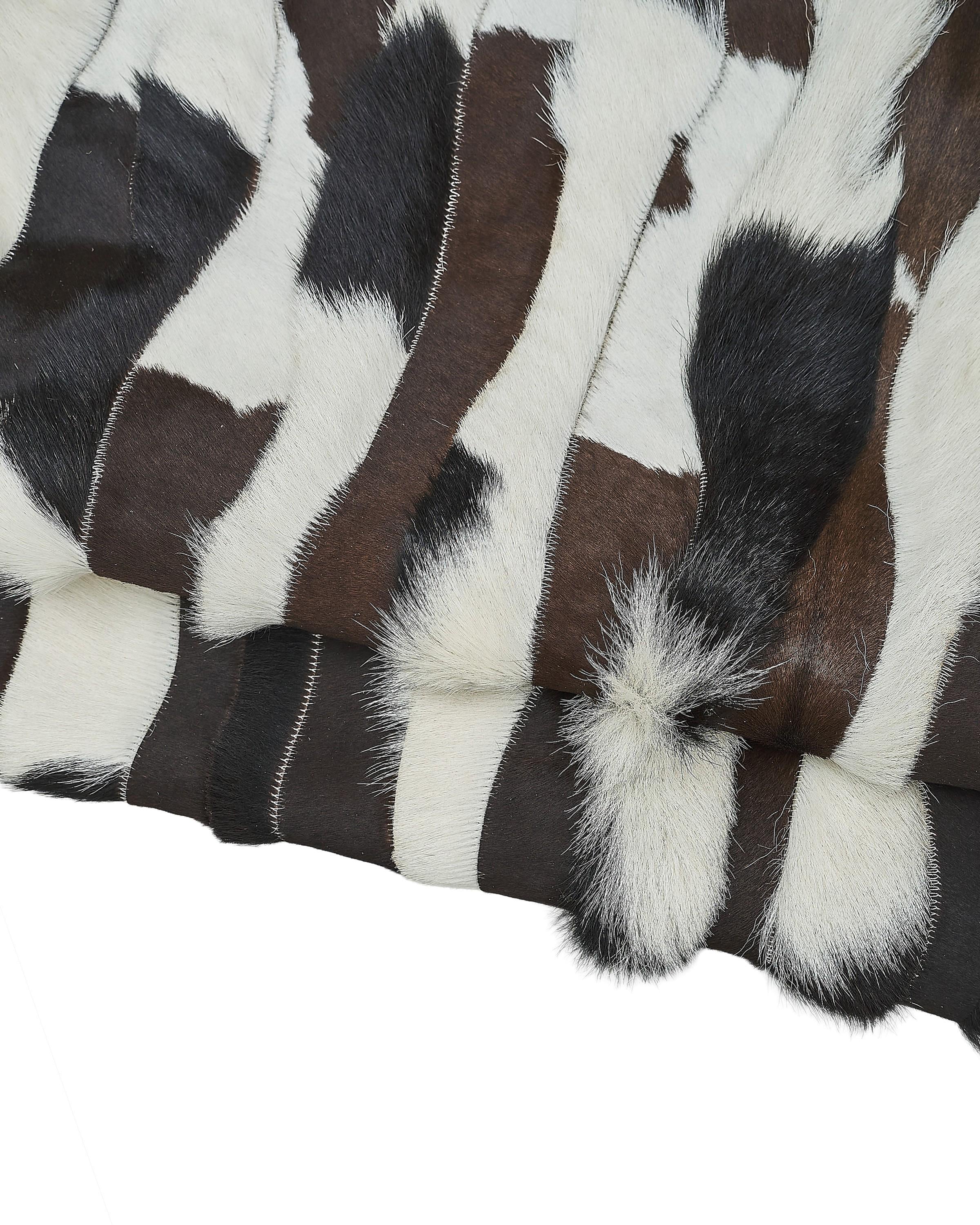 Cream and brown hair on leather hide, PATCHWORK, short hair long hair, striped printed stitched pony calfskin B18373-CV La Garzarara
