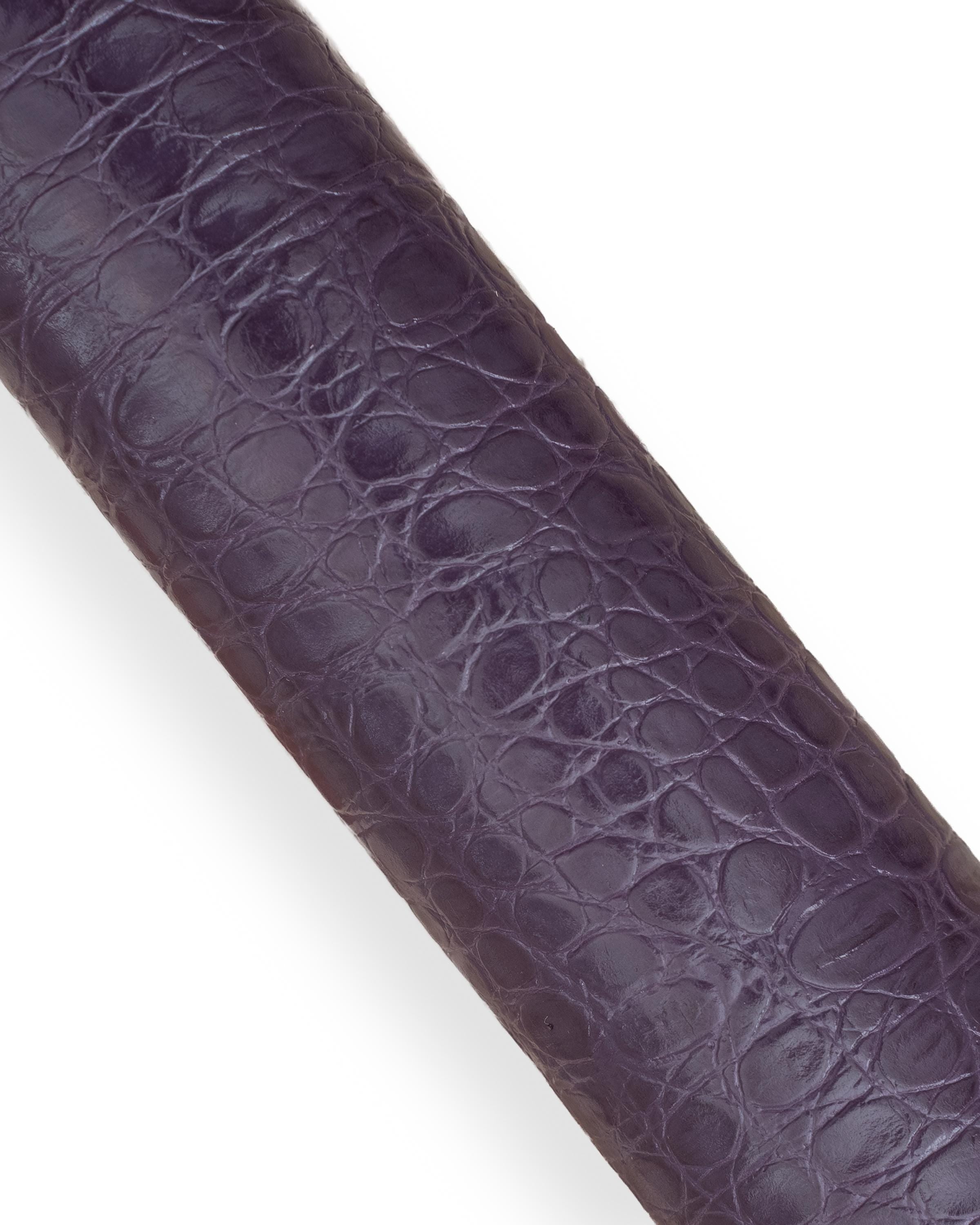 Purple CROCODILE embossed leather hide, alligator printed GLOSSY calfskin, luxurious semi stiff cowhide for crafting B18552-ST La Garzarara