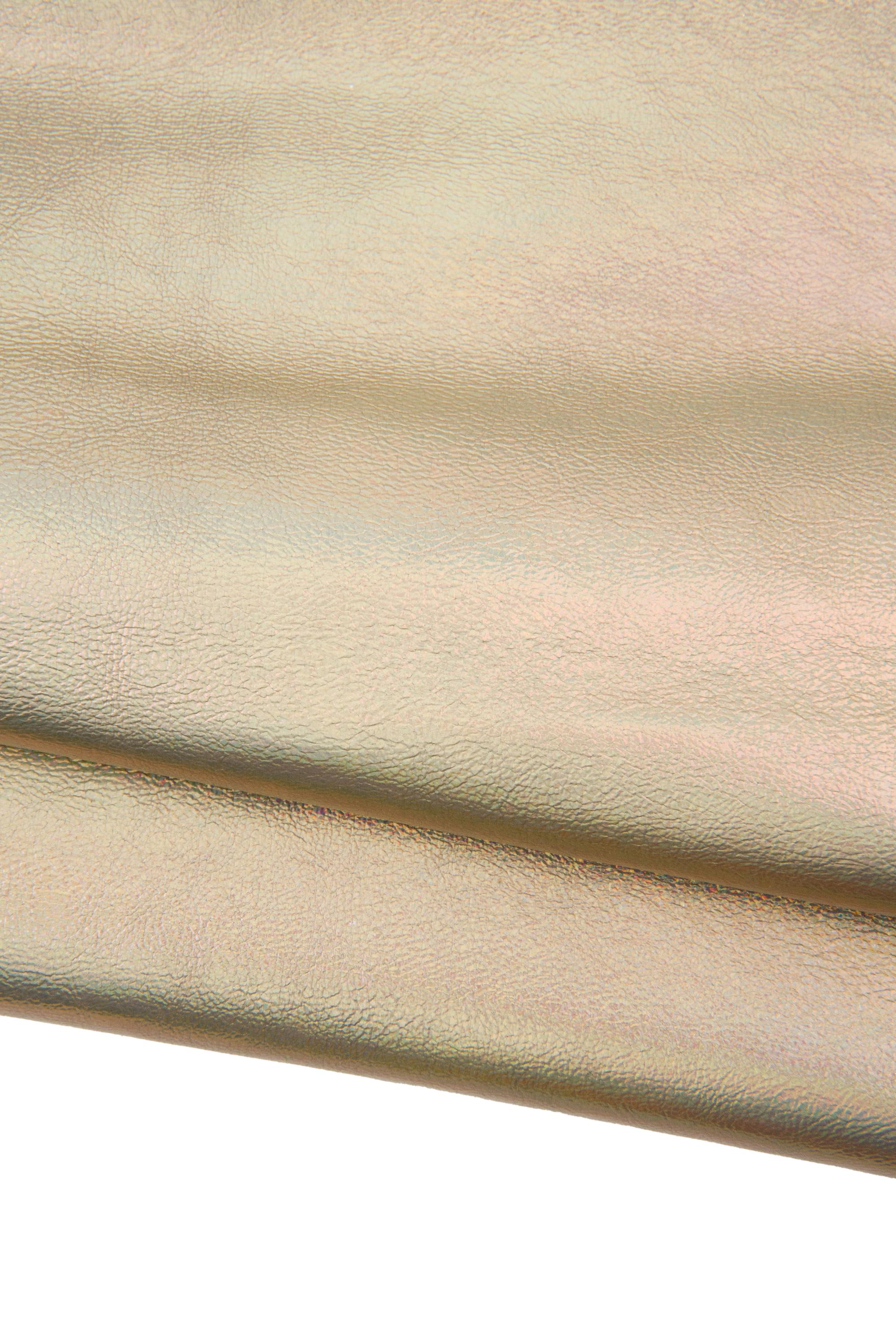 Light gold goatskin, IRIDESCENT METALLIC leather skin, platinum sparkle hide for hobbyists B18480-MT La Garzarara
