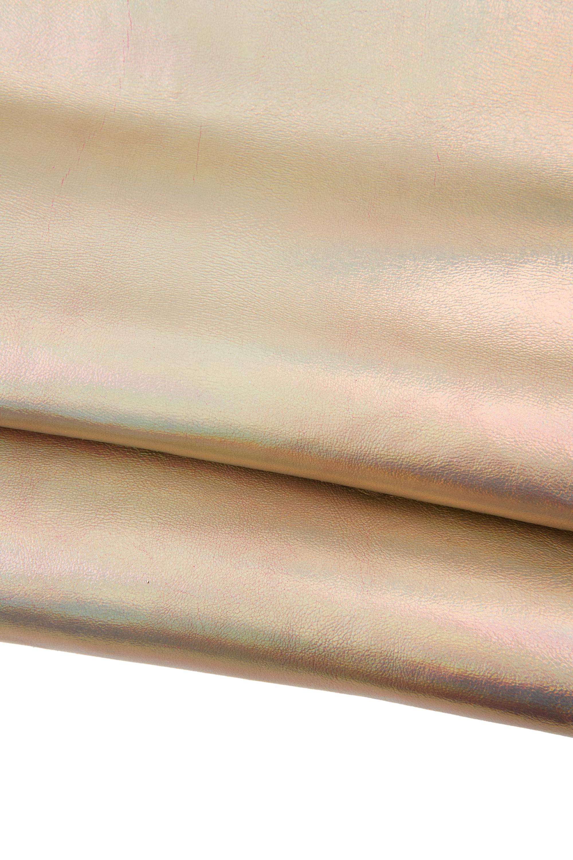 Light gold goatskin, IRIDESCENT METALLIC leather skin, platinum sparkle hide for hobbyists B18480-MT La Garzarara