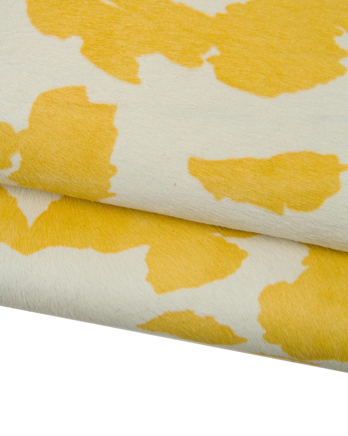 COW printed hair on leather hide, milk white - yellow ANIMAL textured pony calfskin, luxurious cowhide for crafting B18383-CV La Garzarara