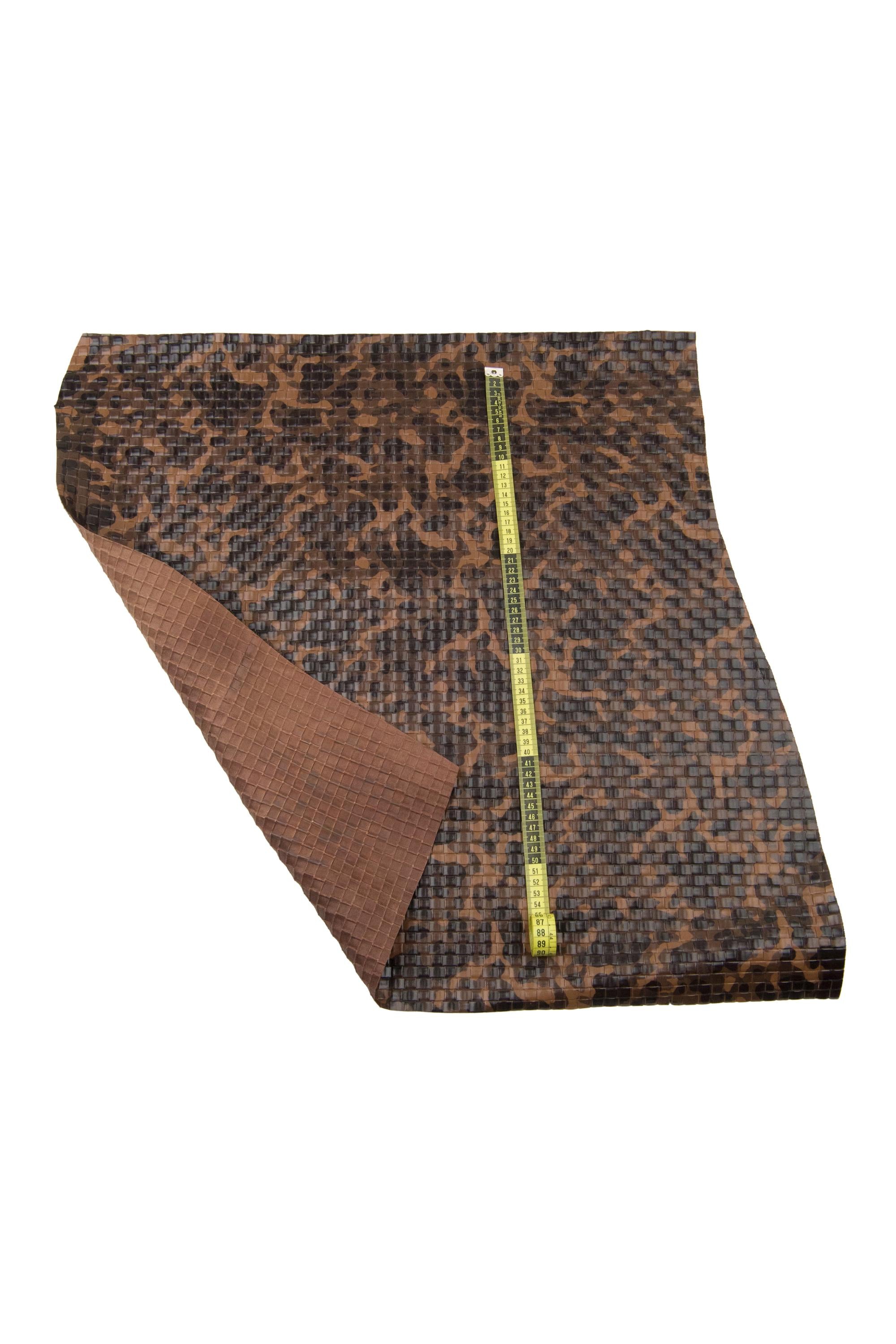 Woven Leopard Leather Hide | Embossed Animal Print Leather | Glossy Italian camouflage Leather for Bags & Crafts B18488-ST La Garzarara