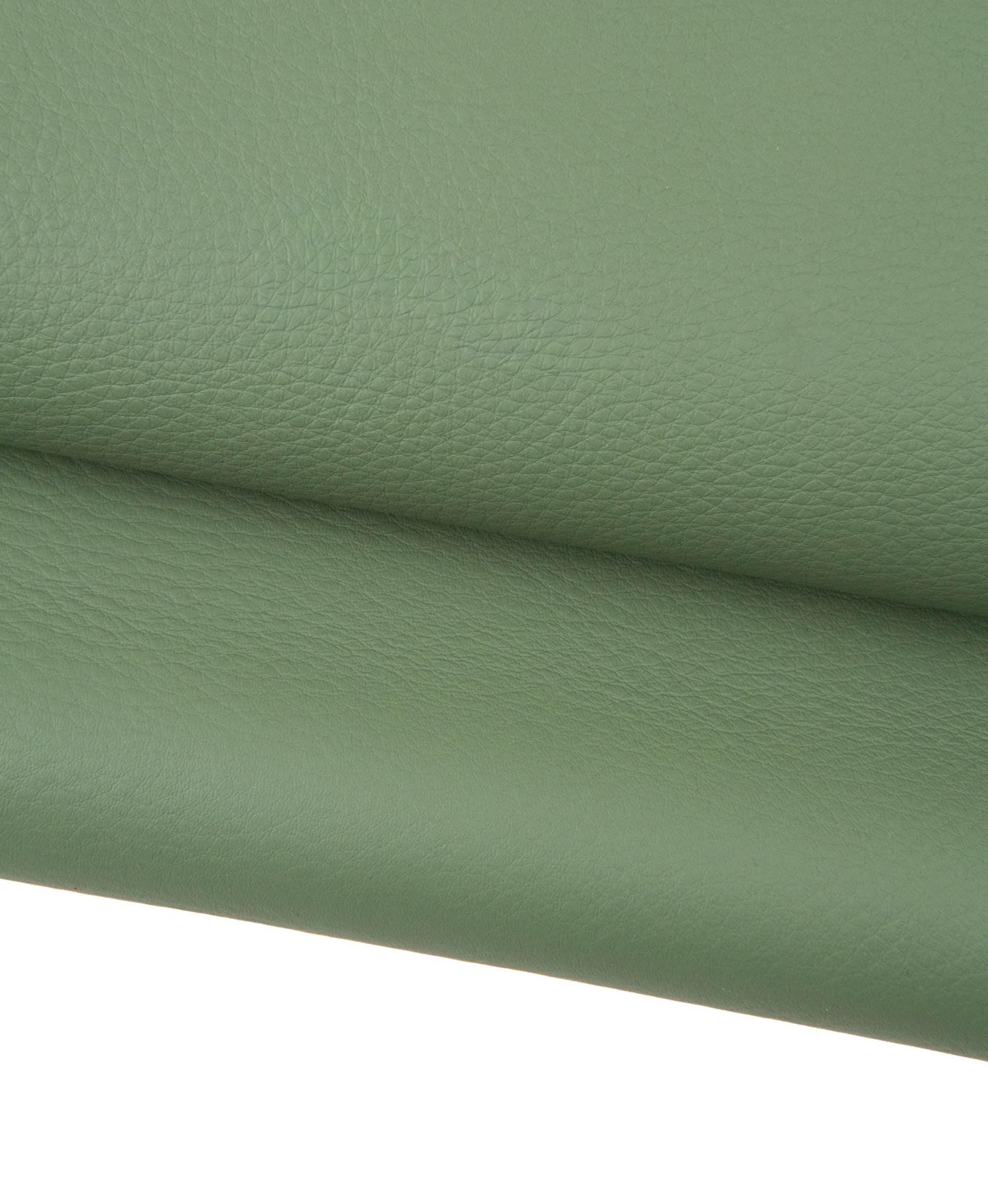 Military green leather hide, matt cowhide with light GRAIN, sporty soft THICK sage calfskin for crafters B18517-ST La Garzarara