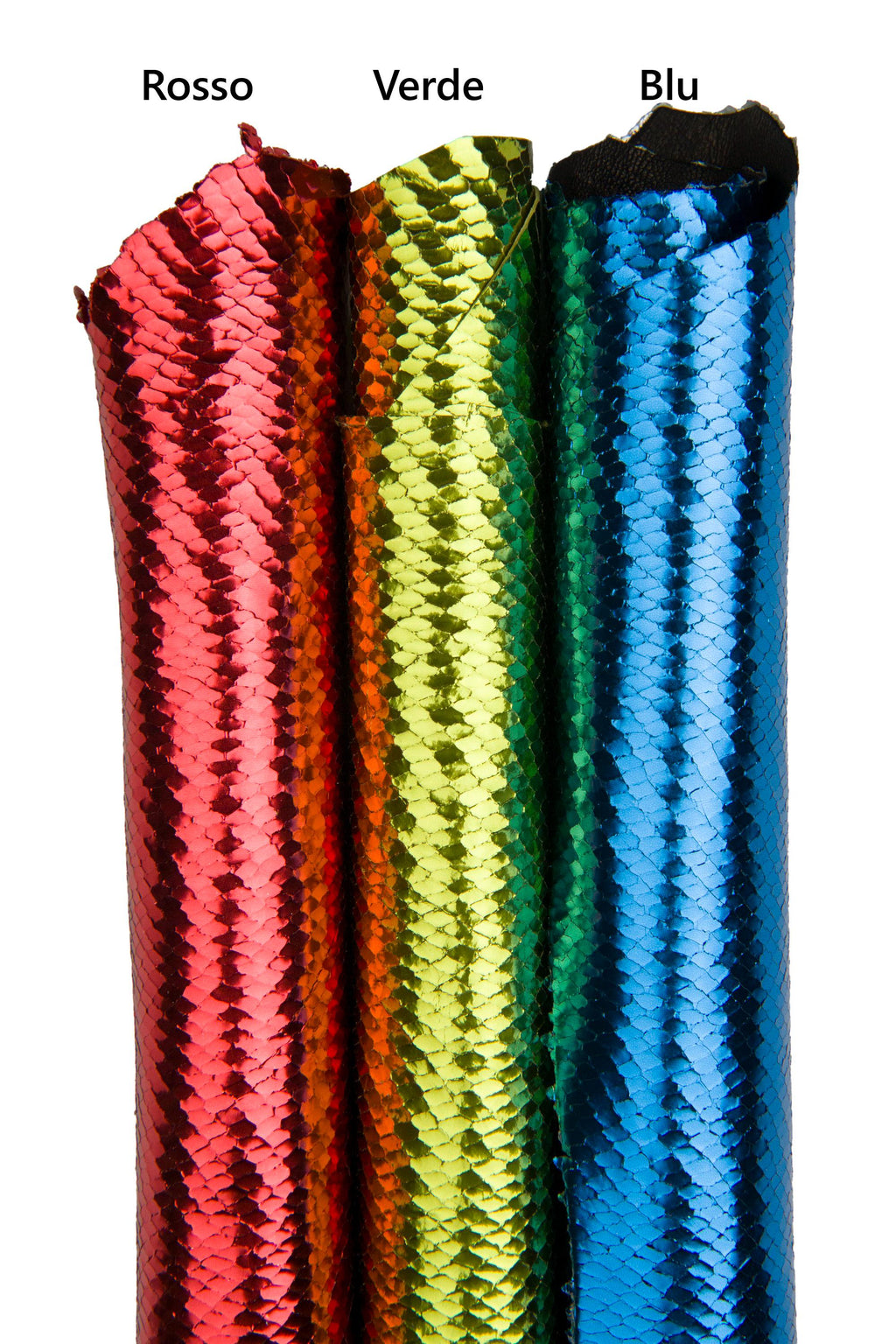 Metallic python embossed goat leather skin, shiny snake pattern leather red green blue, Mirror Laminated Snakeskin print B18025-MT(st)