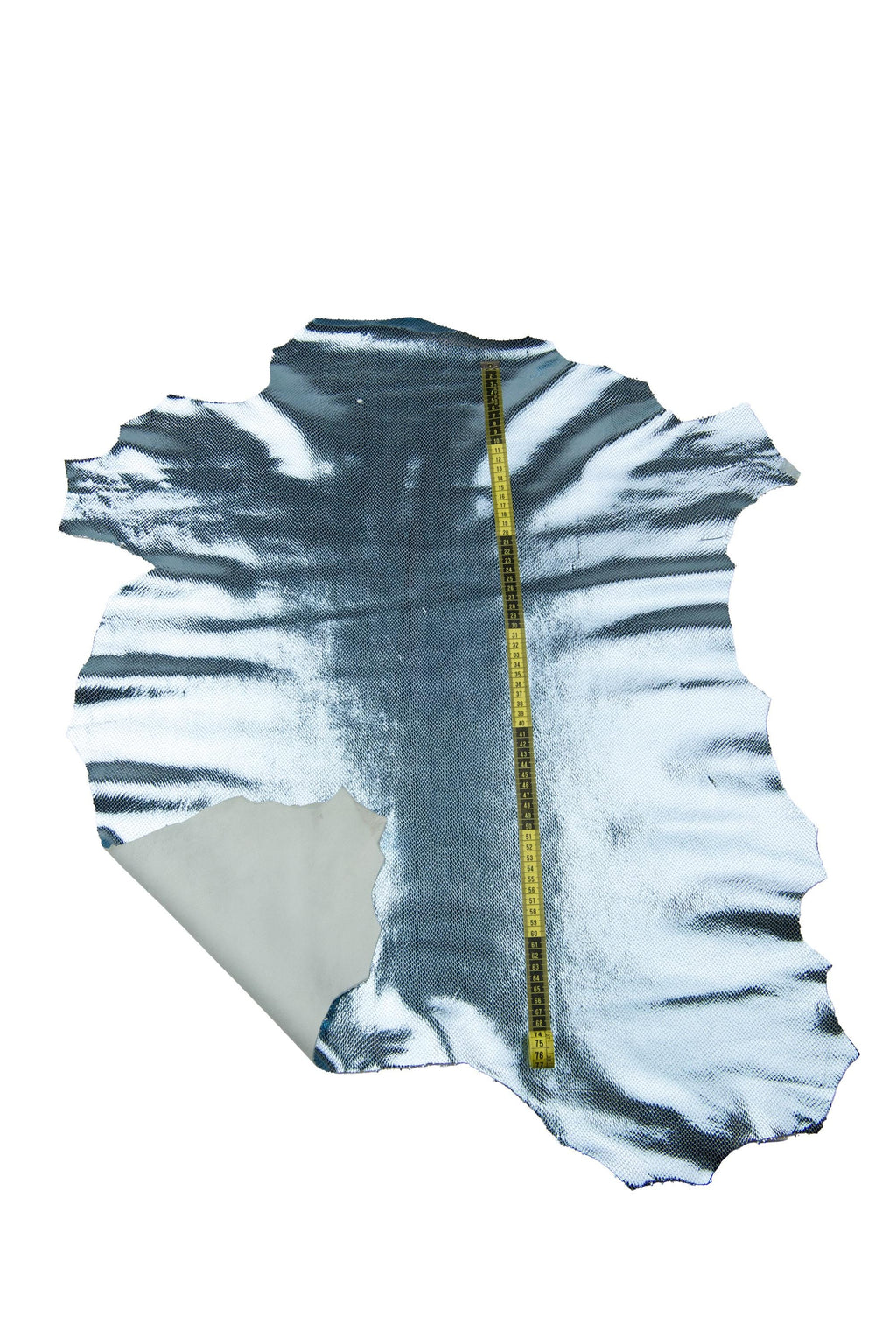 Metallic python print goat leather skin, shiny reptile snake pattern leather light blue, soft leather hide B18217-MT La Garzarara