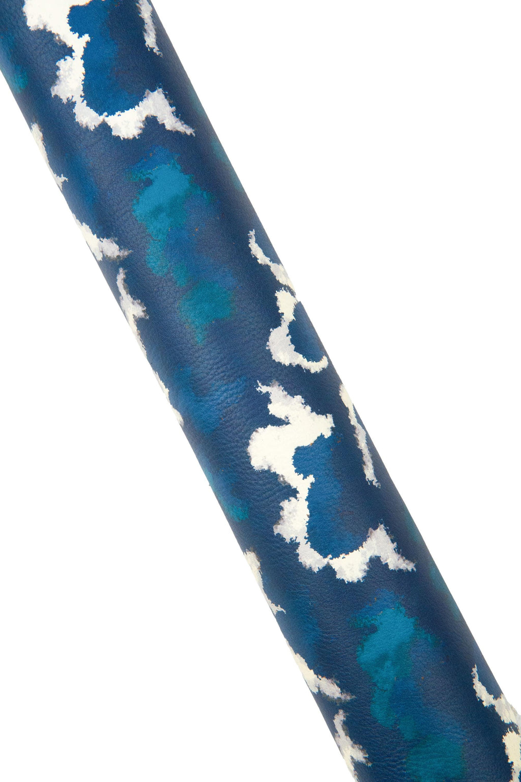 Blue PRINTED leather hide, abstract pattern on semi glossy calfskin, GRAINY cowhide for crafters 1.5-1.7 mm B18502-ST La Garzarara