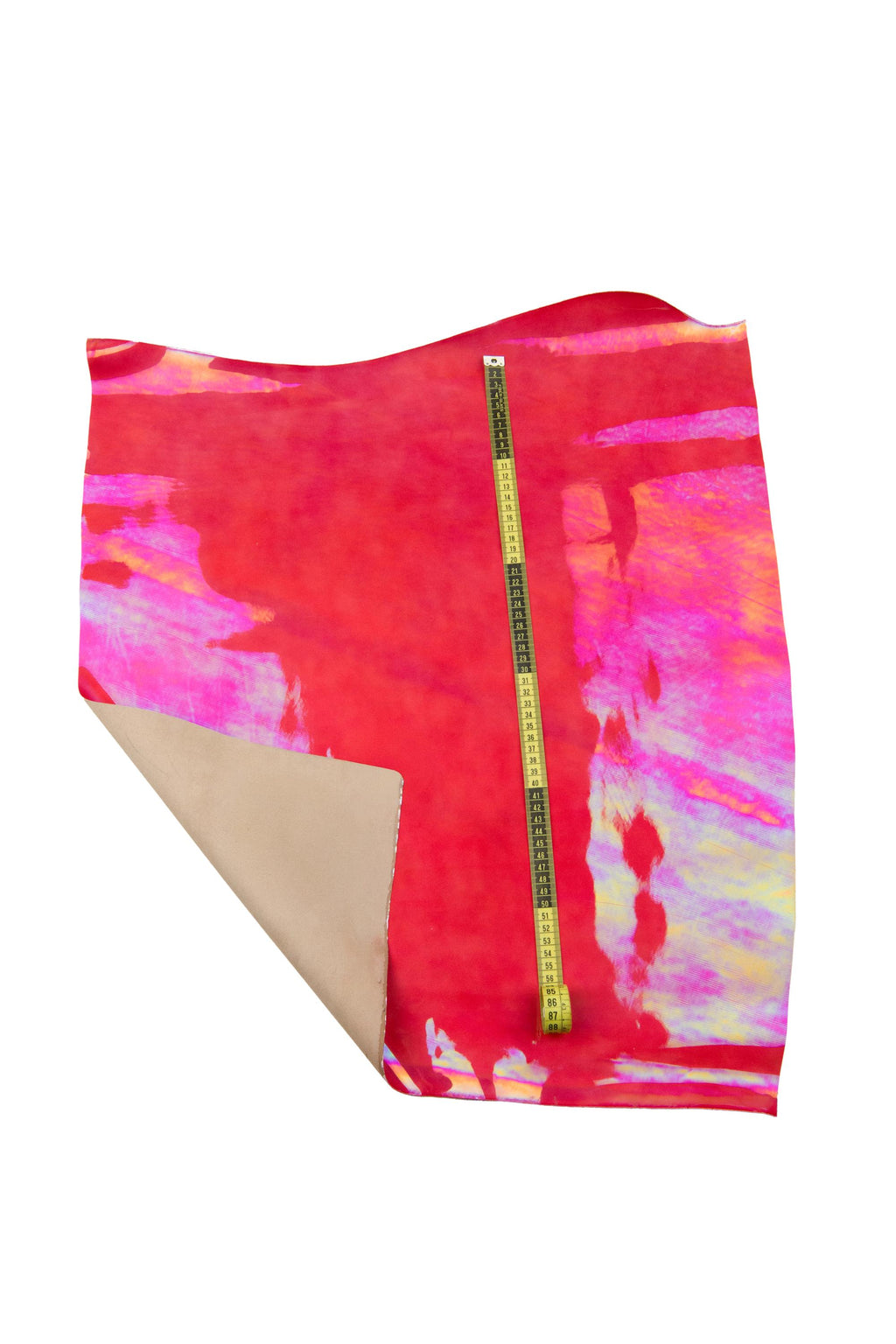 Magenta red HOLOGRAPHIC METALLIC leather skin, bright patent cowhide, smooth bright calfskin, 1.1- 1.3 mm B18526-ST La Garzarara